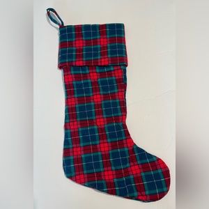 Lot of 5 Plaid Christmas Stockings Quilted Red Blue Green Cuff Top